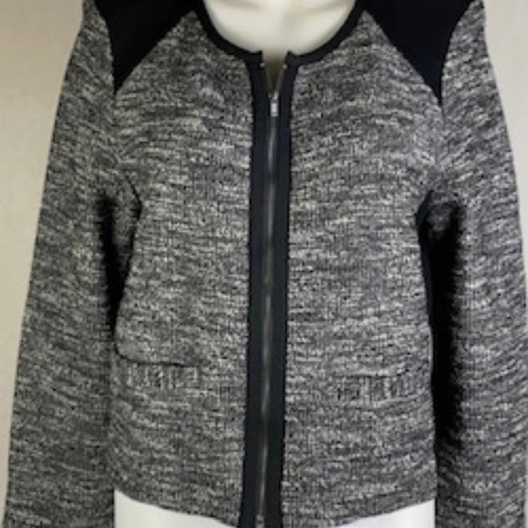 Eileen Fisher NWT Black Collarless Cropped Tweed Jacket Size PL - Picture 2 of 6